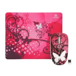 PROMO VUELTA A CLASES Combo Mouse + Mouse Pad JETION JT-DMS046 | Dise�o Mariposa Rosado
